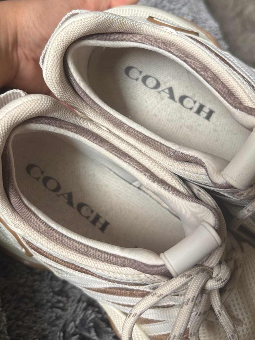 Coach Women's Cream and Brown Athletic Sneakers - Picture 9 of 10